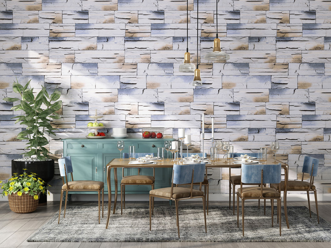 New PVC High Quality Wallpaper Modern Colorful Stones Style