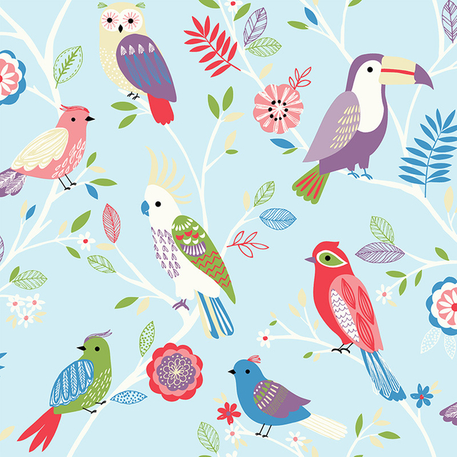 New PVC High Quality Wallpaper Kids Bird Design
