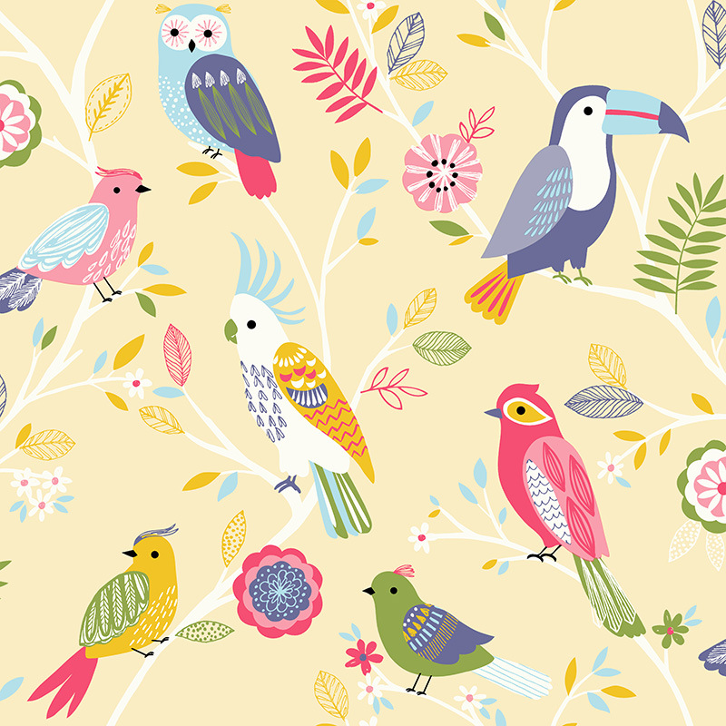 New PVC High Quality Wallpaper Kids Bird Design